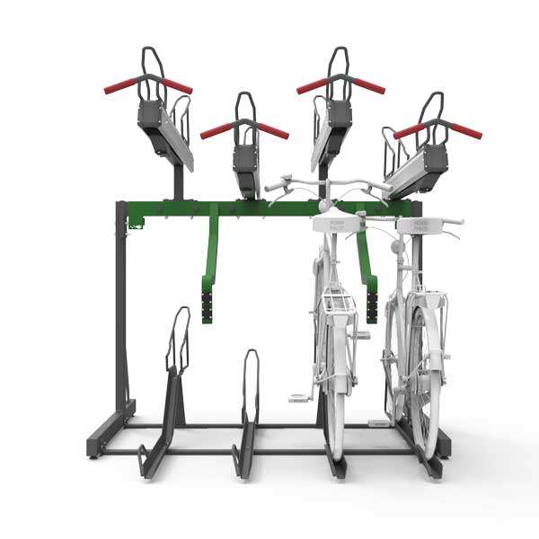Fahrradparksysteme | Fahrradständer mit E-Bike Ladestation | FalcoLevel Premium+ Doppelstockparker mit E-Bike Ladestation | image #3 |  