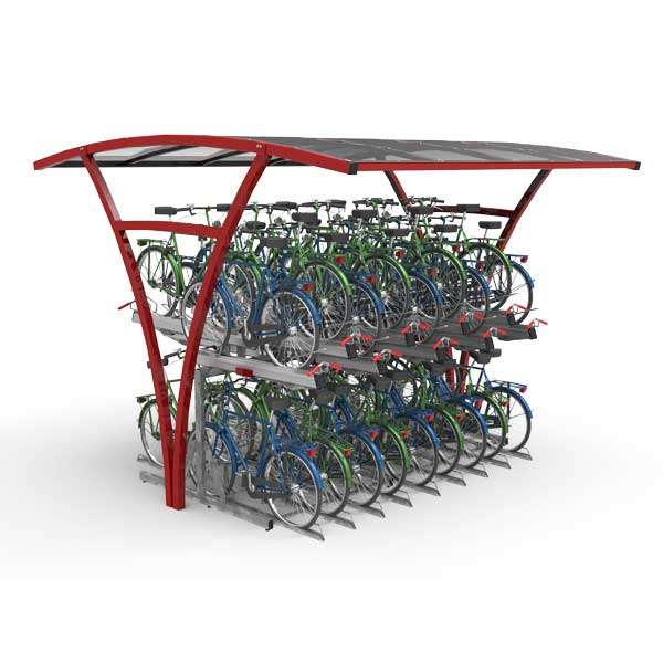 Fahrradüberdachung FalcoRail, doppelseitig Überdachung für Doppelstockparker