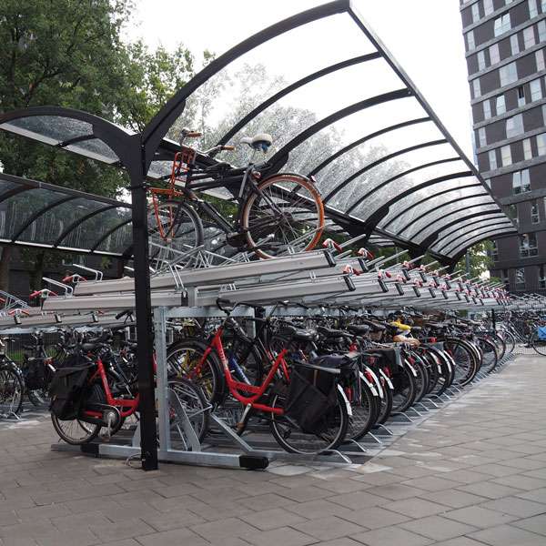 Überdachungen und Abstellräume | Fahrradüberdachung für Doppelstockparker | FalcoGamma Level Überdachung für Doppelstockparker, doppelseitig | image #2 |  Fahrradüberdachung-FalcoGamma_2Hi