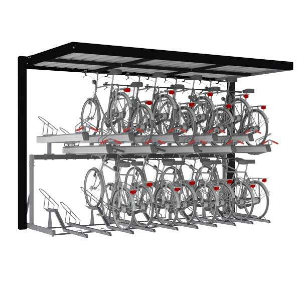 Überdachungen und Abstellräume | Fahrradüberdachung für Doppelstockparker | FalcoSpan Fahrradüberdachung für Doppelstockparker | image #1 |  