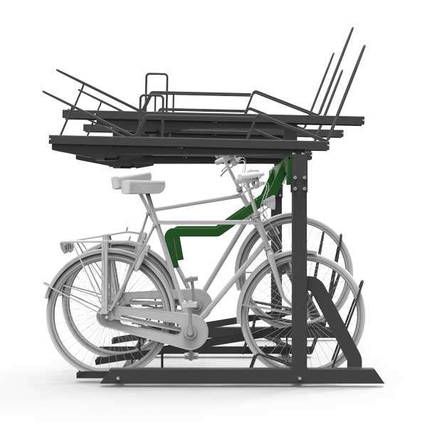 Fahrradparksysteme | Fahrradständer mit E-Bike Ladestation | FalcoLevel Eco Doppelstockparker mit E-Bike Ladestation | image #3 |  