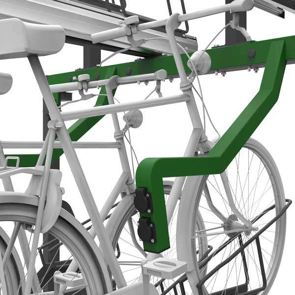 Fahrradparksysteme | Fahrradständer mit E-Bike Ladestation | FalcoLevel Eco Doppelstockparker mit E-Bike Ladestation | image #4 |  