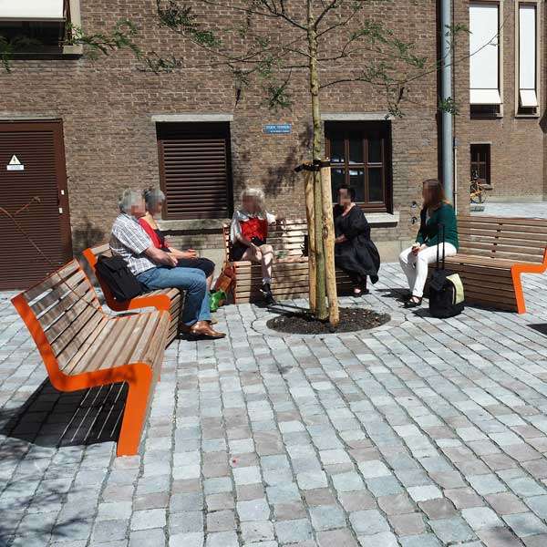 FalcoLinea Parkbank mit Rückenlehne, Holz