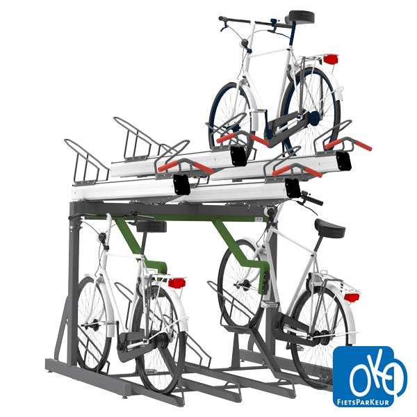 Fahrradparksysteme | Fahrradständer mit E-Bike Ladestation | FalcoLevel Premium+ Doppelstockparker mit E-Bike Ladestation | image #1 |  
