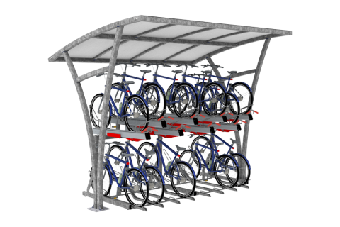 FalcoRail Überdachung für Doppelstockparker, einseitig