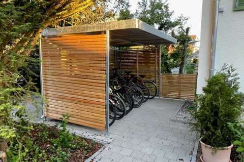 FalcoZan-180 Überdachung mit FalcoSound Fahrradparksystem