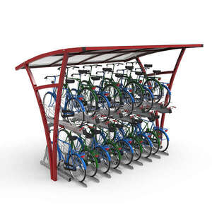 Fietsparkeren fietsoverkapping transparant FalcoRail compact fietsparkeren voor etagerekken