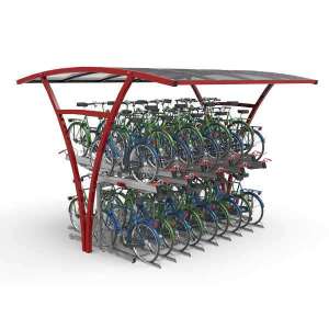 Überdachungen und Abstellräume | Fahrradüberdachung für Doppelstockparker | FalcoRail Überdachung für Doppelstockparker, doppelseitig | image #1