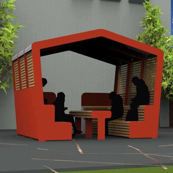 straatmeubilair zitplek overdekt bank tafel