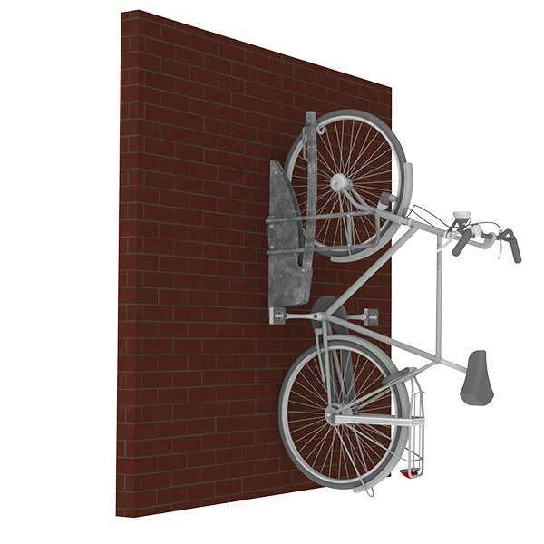 Vrijstaande rendering van de FalcoMaat 2.0 fietslift met ingebouwde aanbindvoorziening voor veilig en ruimtebesparend fietsparkeren.