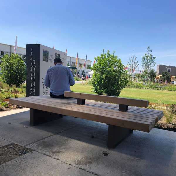 FalcoGlory doppelseitige Parkbank mit verkürzter Rückenlehne