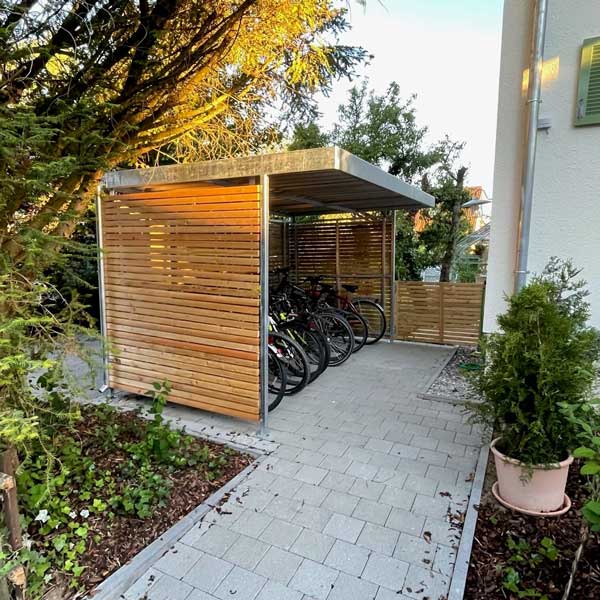 FalcoZan-180 Überdachung mit FalcoSound Fahrradparksystem