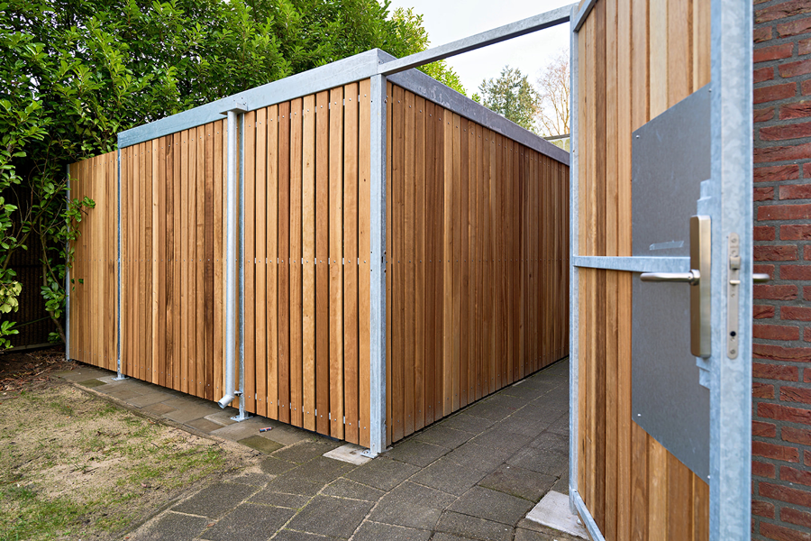 Fahrradüberdachung mit Lagerraum für Pflegeeinrichtung in Neede