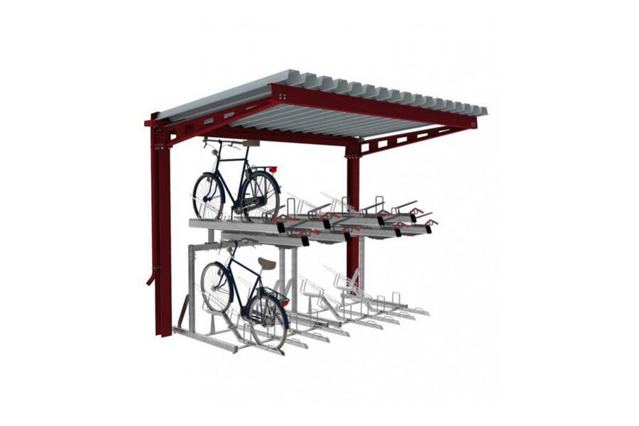 Überdachung FalcoHoth einseitig Fahrradüberdachung für Doppelstockparker