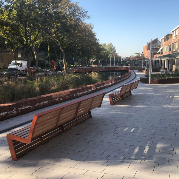 FalcoLinea Parkbank mit Rückenlehne, Holz