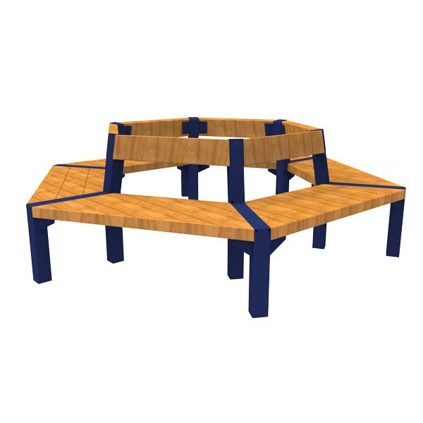 straatmeubilair zitbank zeshoekige parkbank buitenbank boombank FalcoBloc