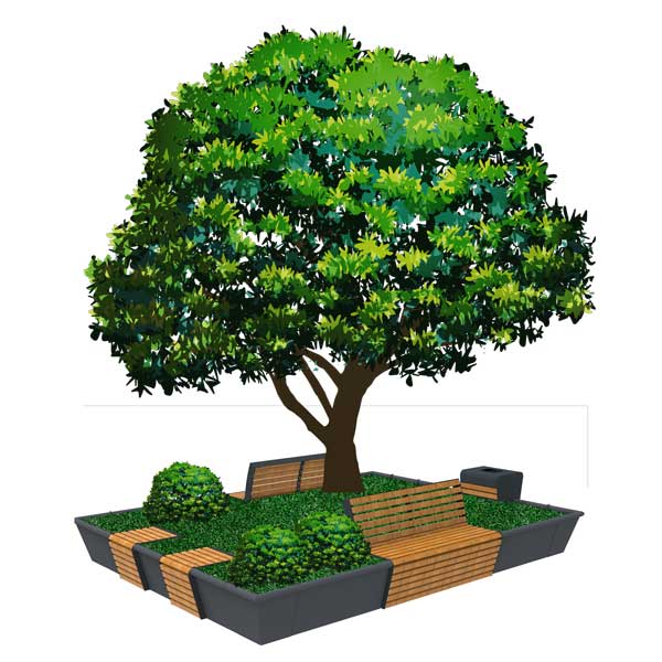 FalcoFlora Beeteinfassung mit Stadtmobiliar