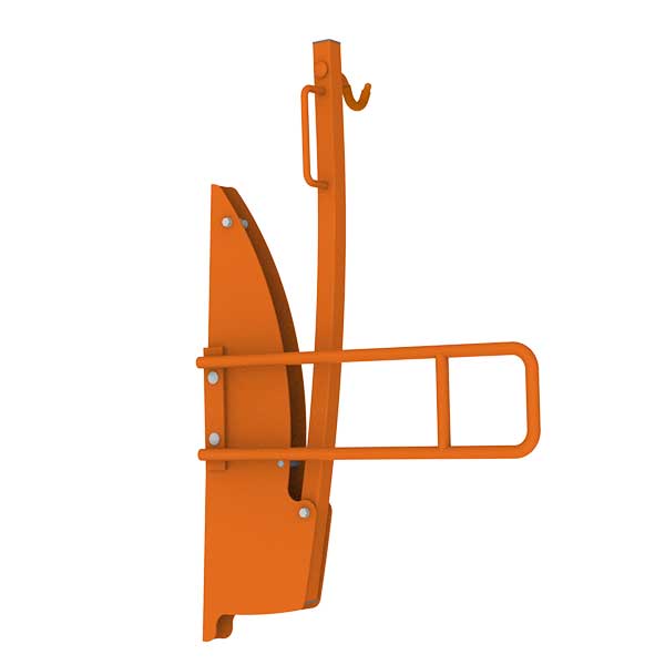 Vrijstaande rendering van de FalcoMaat 2.0 fietslift met ingebouwde aanbindvoorziening voor veilig en ruimtebesparend fietsparkeren.