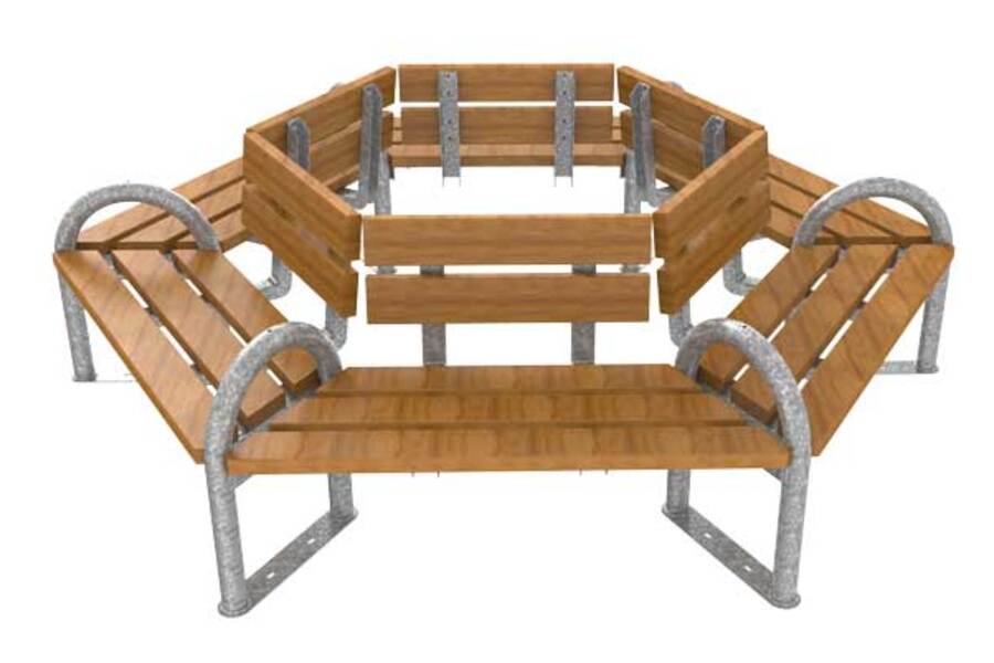 straatmeubilair Falcoswing buitenbank boombank zeshoekig